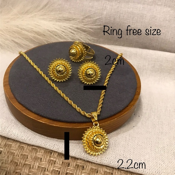 Gold Jewelry Set for Women, African Jewelry Set, Gold Necklace, Gold Earrings - Picture 7 of 9